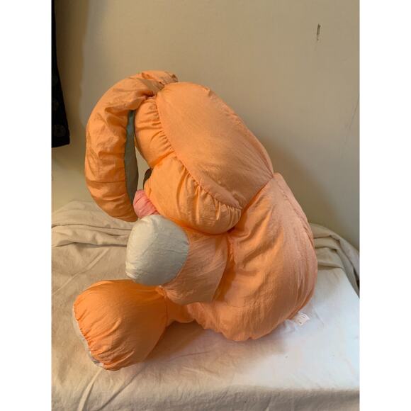 Vintage Bunny Rabbit Stuffed Animal Nylon Peach Bow Tie Carrot Feet 16" - Picture 9 of 10